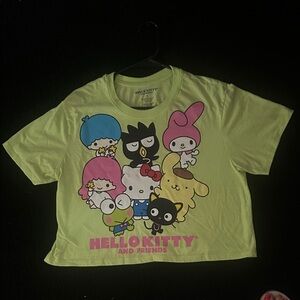 Sanrio Hello Kitty and Friends Lime Green Kids crop top Tee